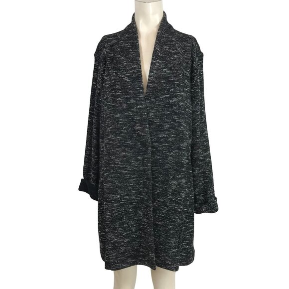 Eileen Fisher Sweaters - EILEEN FISHER - WOMEN'S LARGE - BLACK LONG SLEEVE SINGLE BUTTON CARDIGAN JACKET